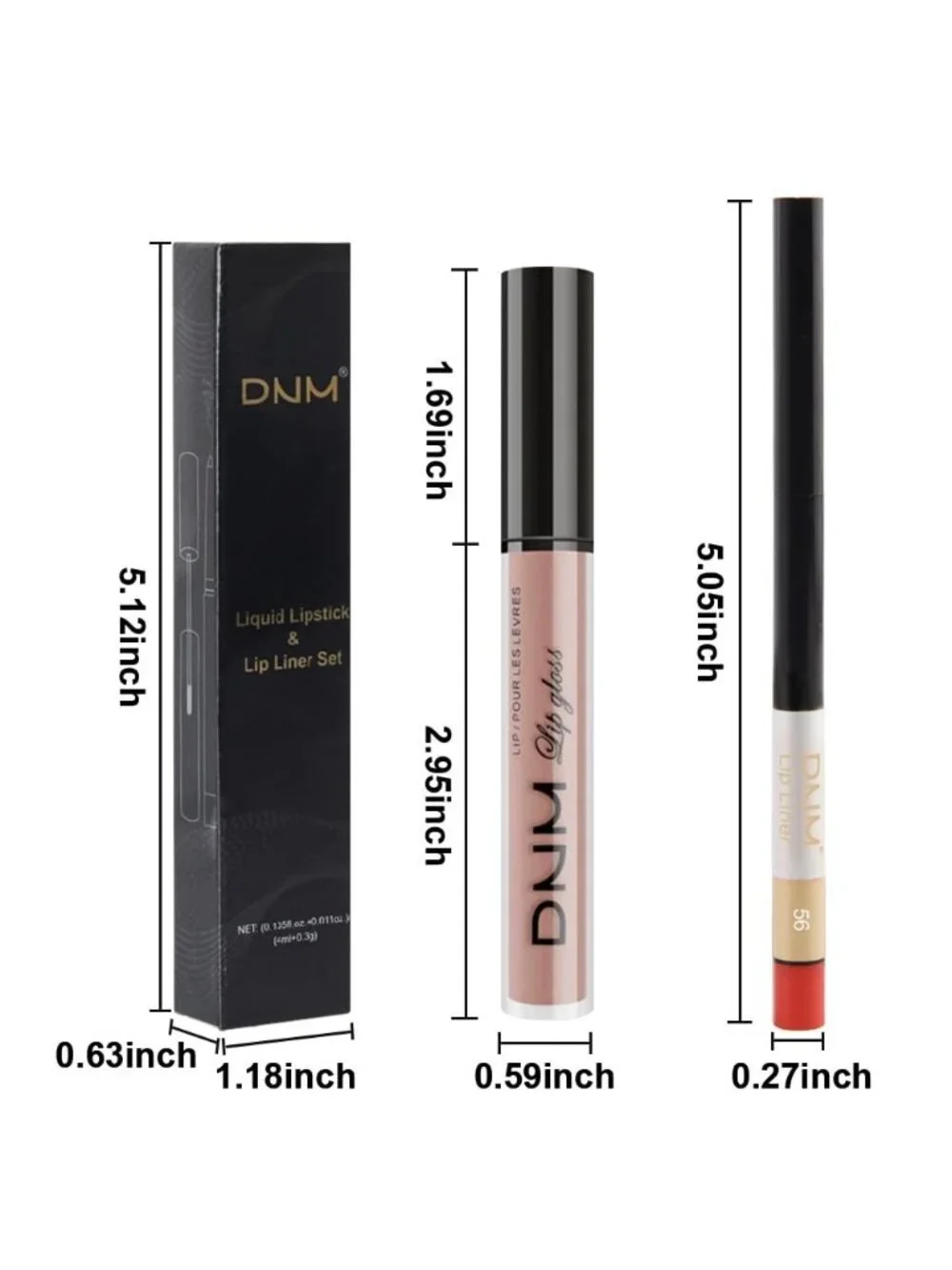 DNM 56# Nude Pink 2Pcs 24H Long-Lasting Matte Liquid Lipstick and Lip Liner Set